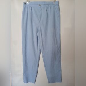 Womens Cotton/Linen Straight Leg Summer Casual Pants Lg Lt Blue